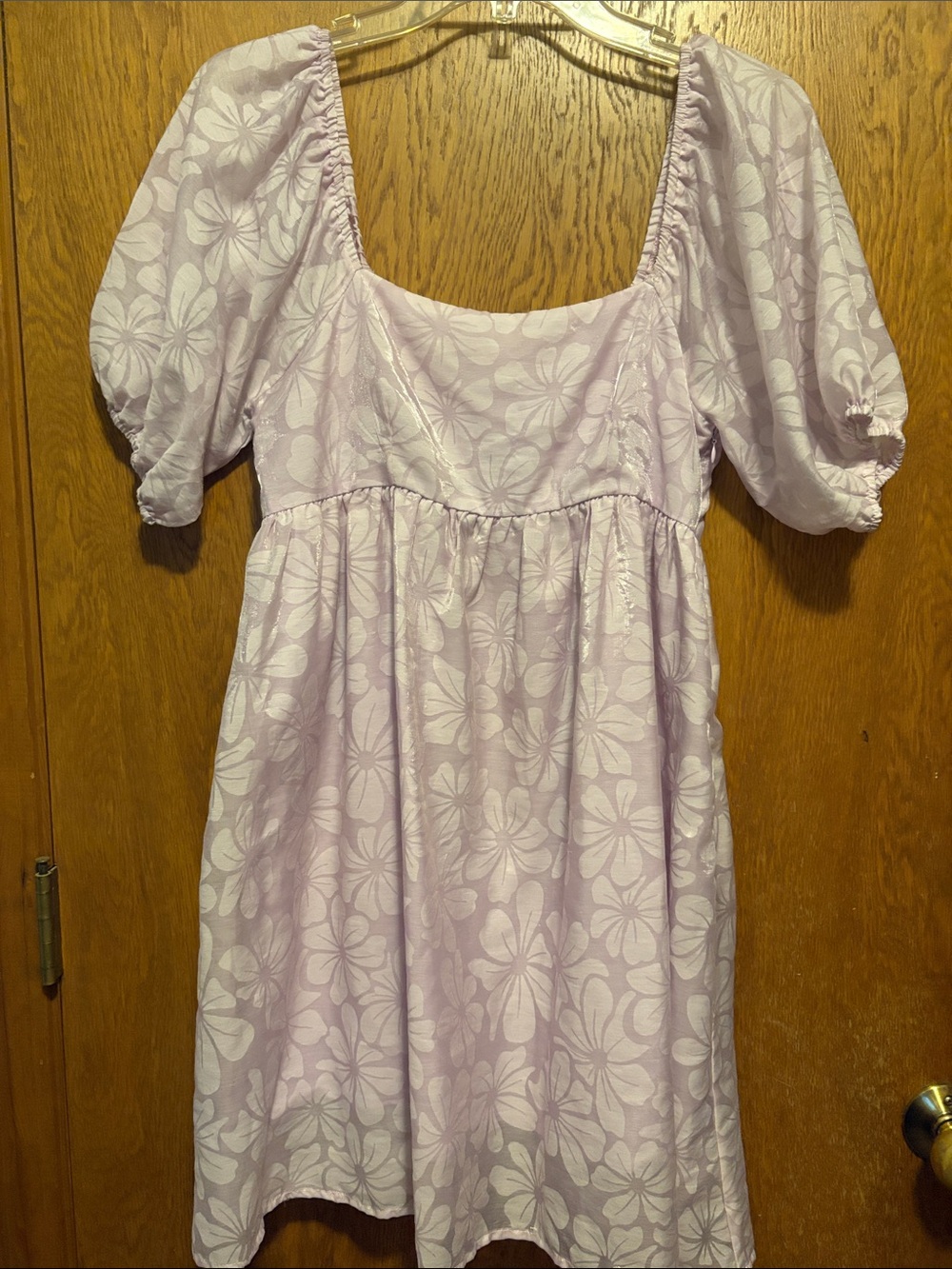 Altar'd State Lavender Floral Puff-Sleeve Mini Dress women’s size small